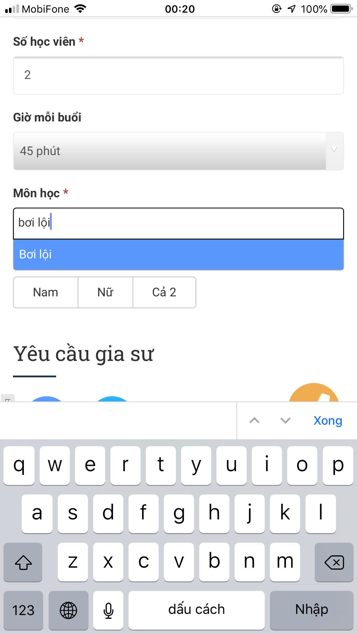 Học phí Bơi lội